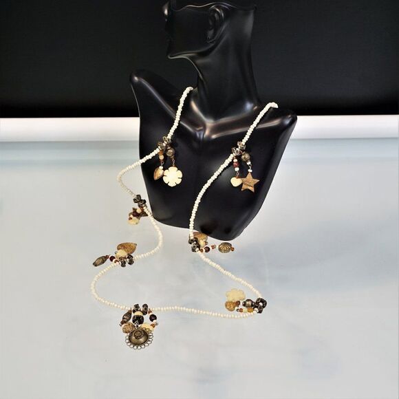 Iris Lane Necklace 1980s Designer Signed One of a Kind Vintage Beach Boho - Picture 1 of 12